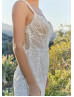 Luxury Beaded Ivory Lace Open Back Sparkling Wedding Dress